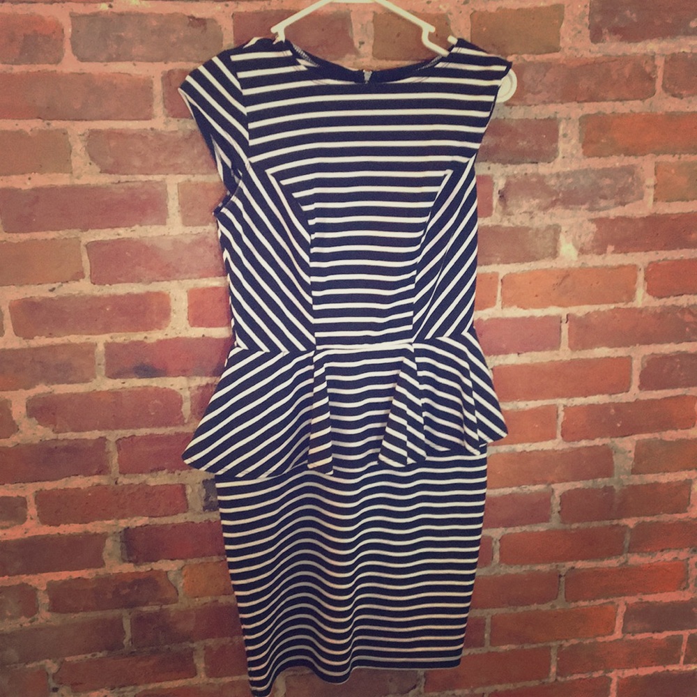 Peplum style striped dress